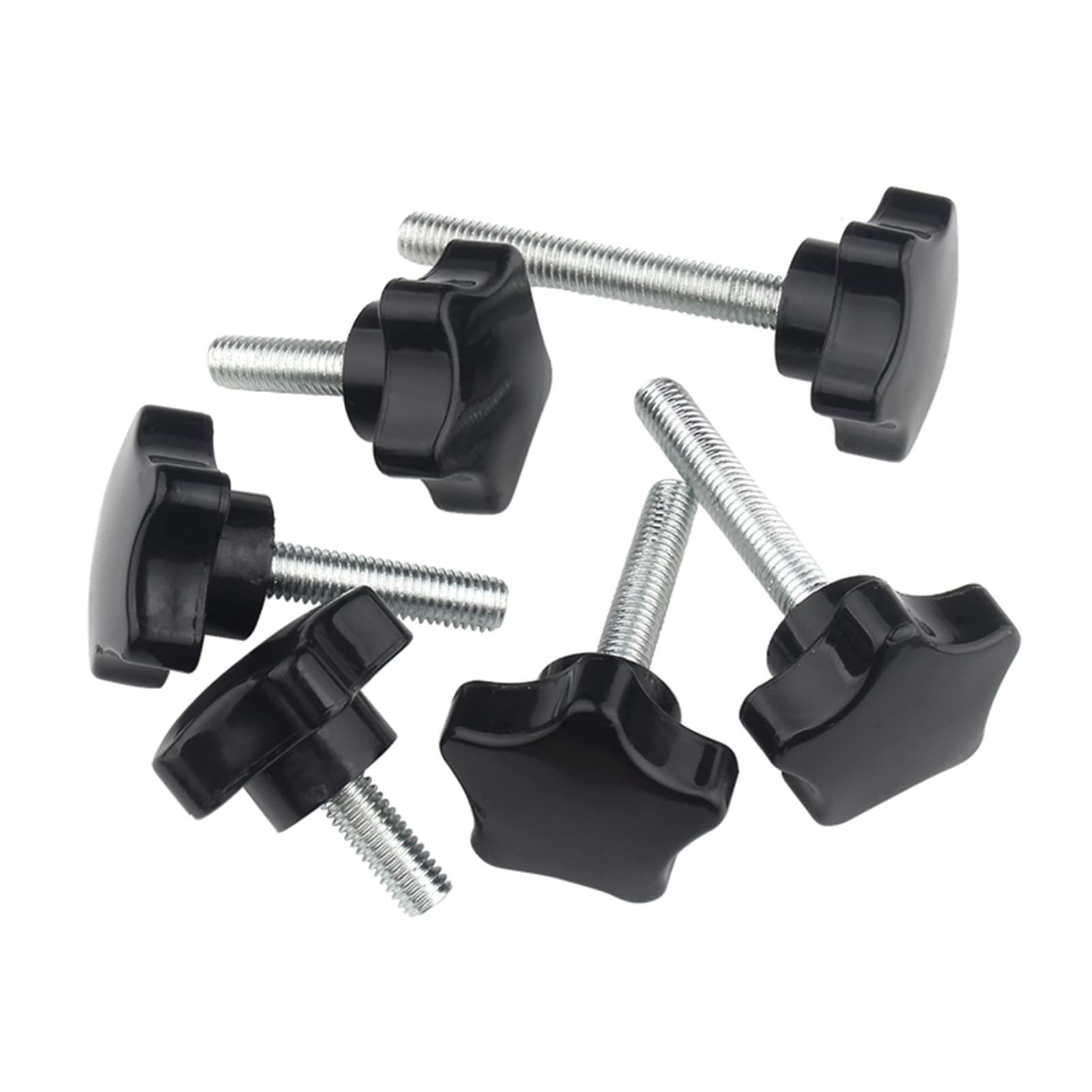 M6 x 20mm 4 Pcs Stelle Maniglia Viti a testa zigrinata Acciaio al carbonio Pomello Maniglia Vite di serraggio Macchina Plastica Impugnatura