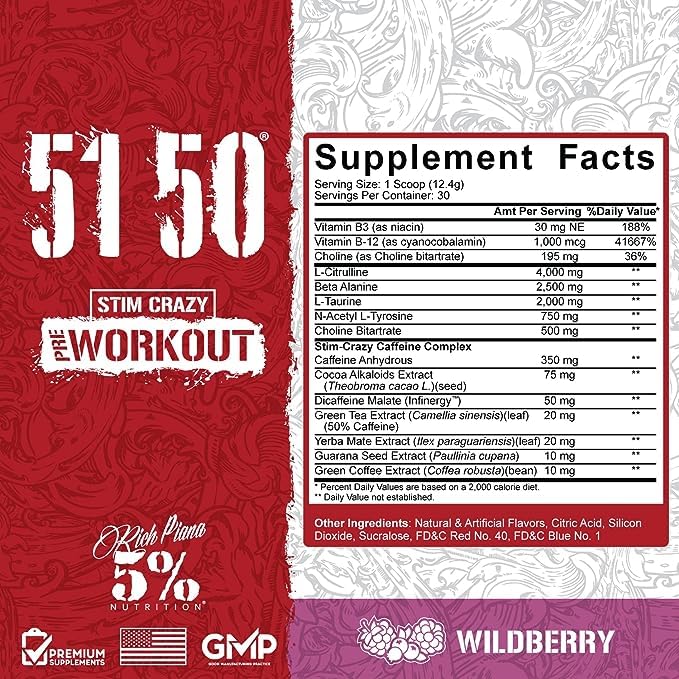 Rich Piana 5% Nutrition 5150 Legendary Series Int. 30 Porties Wildberry - Afbeelding 3