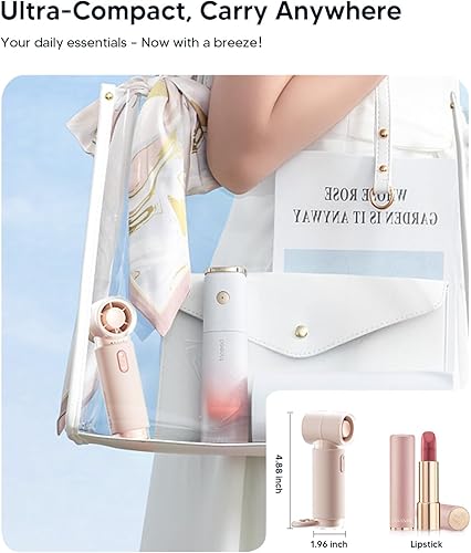 Miniatura 4 de WSKEN Mini ventilador portátil de mano  Pequeño ventilador turbo potente cargador personal recargable con pilas, 5 velocidades de viaje de verano,