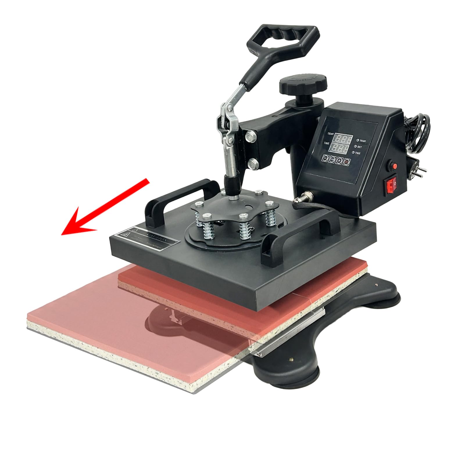 Hitzepresse Transferpresse Schwarz 25x30cm, Heißpresse Maschine Textilpresse Multifunktionale Sublimation T-Shirtpresse 360-Grad-Drehbar, Keine Montage erforderlich