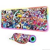 Mouse Pads Anime Megaman Zero USB Computer Backlight LED Laptop Keyboard Large RGB Mouse Pad Gamer 24 inch x12 inch