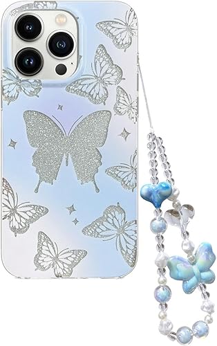 Abbery Funda para iPhone 13 Pro con diseño de flores secas prensadas, bonita y transparente con purpurina de goma de poliuretano termoplástico suave