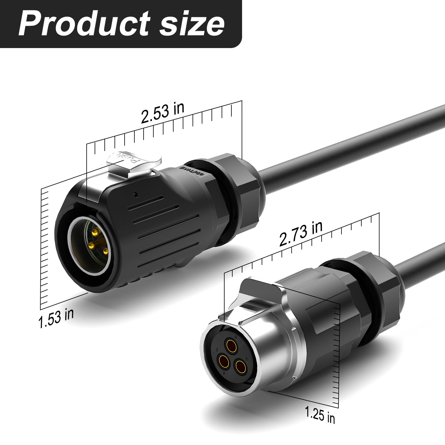Aviation Plug 3 Pin Waterproof Connector, Arector Screw Press Quick Locking Connector, IP68 Circular Connector for Industrial, Power, Car, and Other Indoor/Outdoor Male and Female Plug