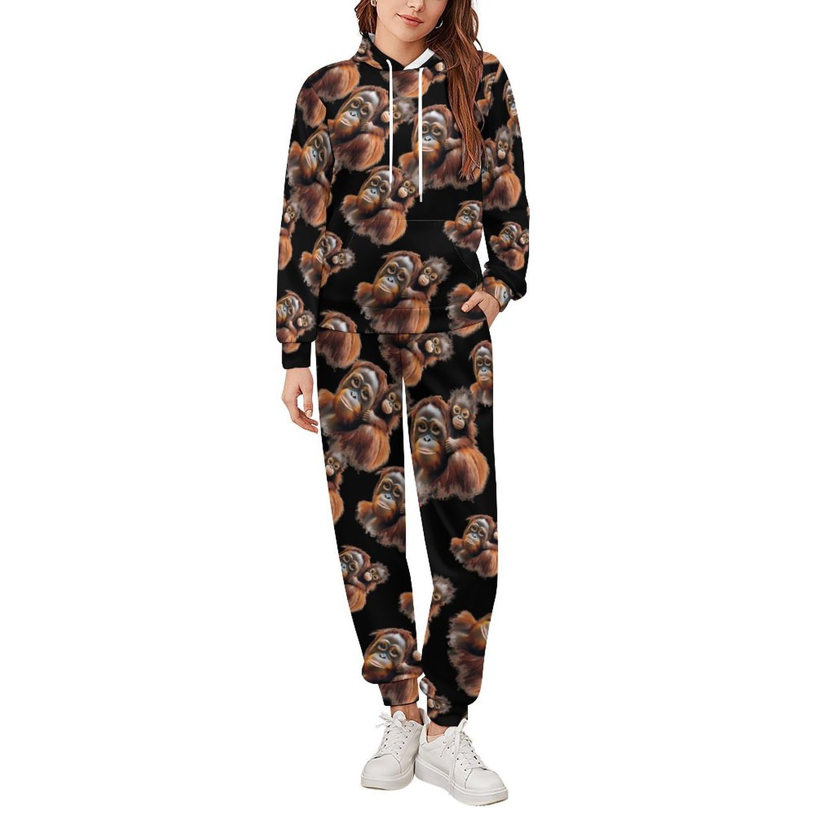Orangutan Monkey - Conjunto de sudadera de 2 piezas para hombre, conjunto de chándal casual, sudadera cómoda con capucha