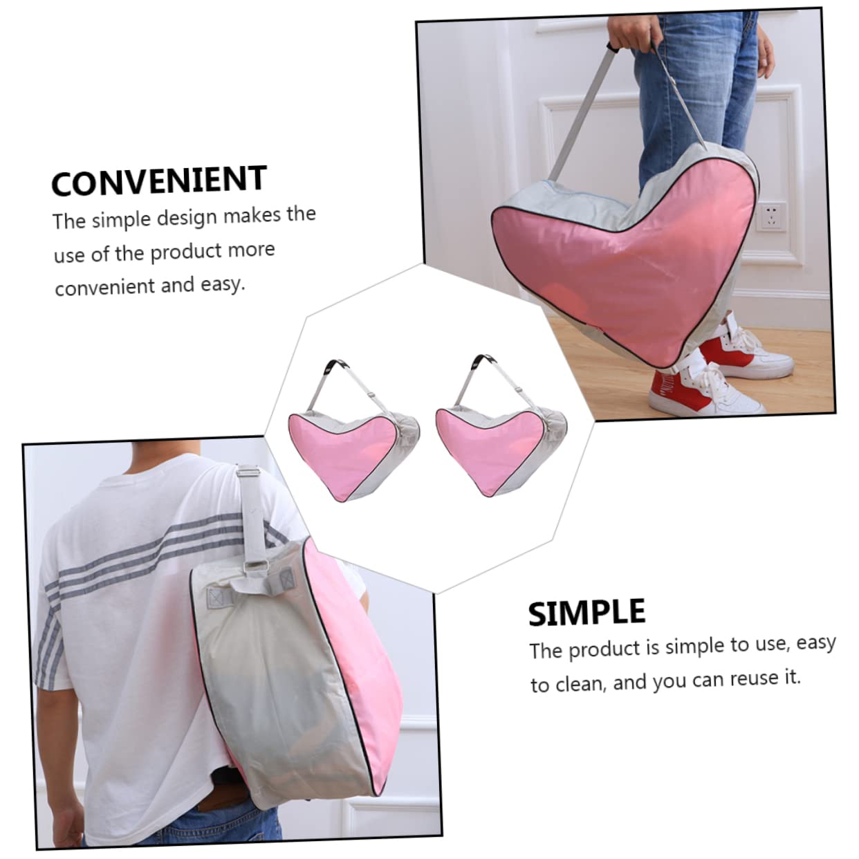 ibasenice Borsa Triangolare per Pattini, 2 Pezzi in Oxford Rosa | Roller Skates e Ice Skates, Design Portatile, Facile da Pulire, Formato Organizer