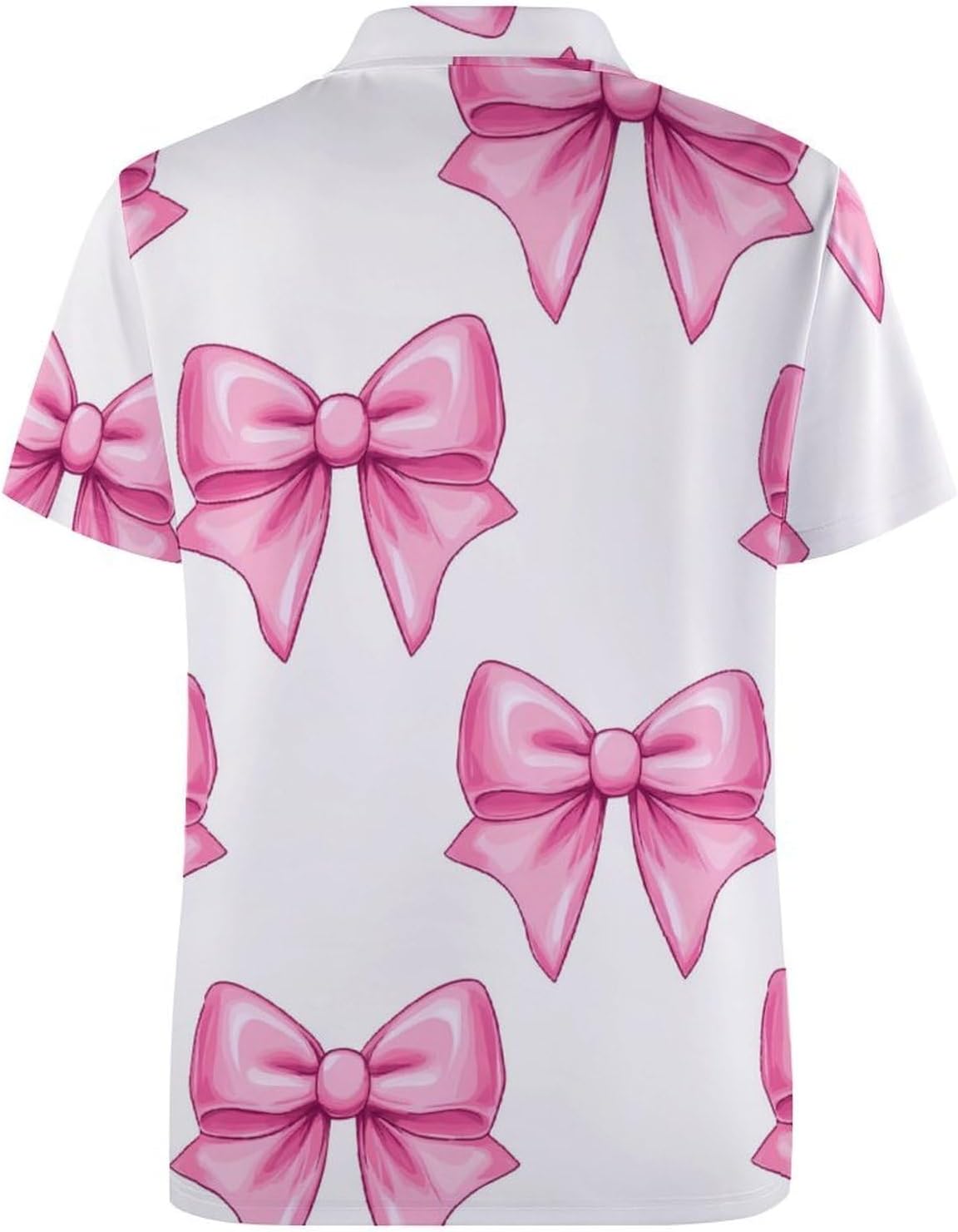 Bow Print Womens Golf Polo Shirts Summer Short Sleeve Collared 3 Buttons T Shirt Activewear Tops