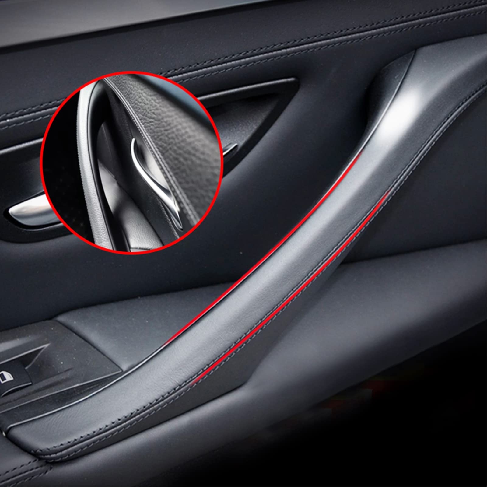 Maniglie porta interna, set da 7 pezzi di maniglia f10 per maniglia laterale per porta BMW Serie 5, kit di sostituzione interruttore finestra per BMW 520 523 525 528 530 535(nero)