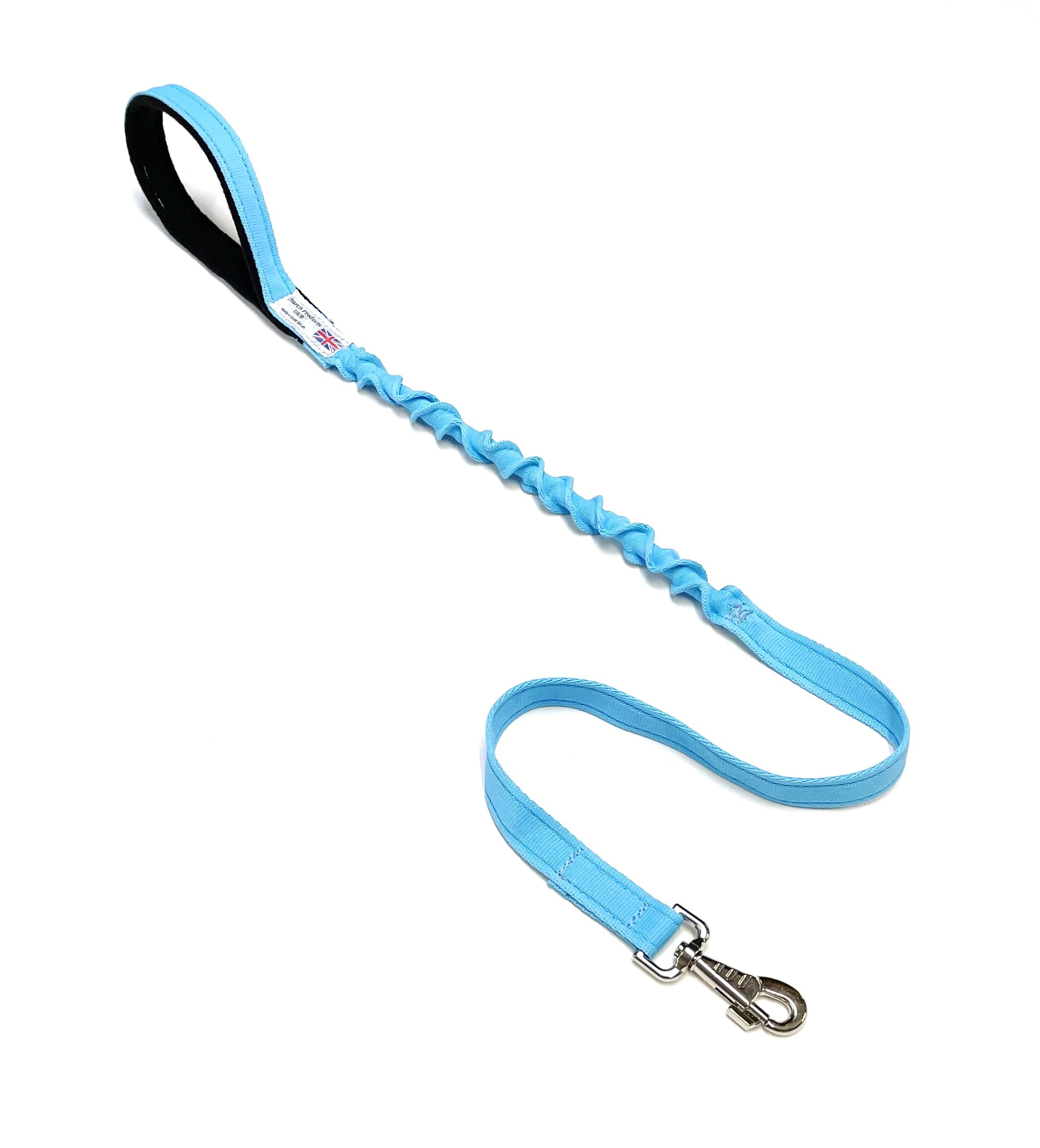 Dog Lead With Shock Absorbing Bungee Cord Training Walking Leash Soft Padded Handle (Sky Blue, 45" (1.1 Metres))