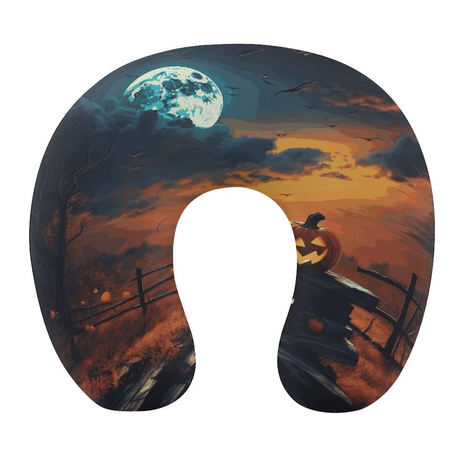 Btcowzrv Style Halloween Night Sky U Shaped Neck Pillow Travel Pillows