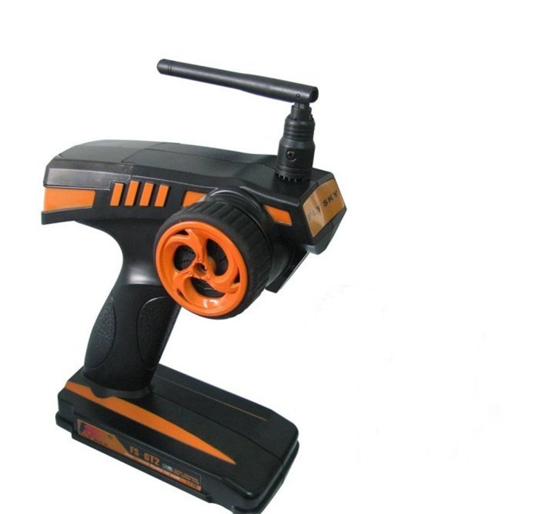 Flysky FS-GT2 RC Transmitter with FS-GR3E Receiver, 2.4GHz 2 Channels Remote Controller and 3 Channels Receiver for RC Car Boat