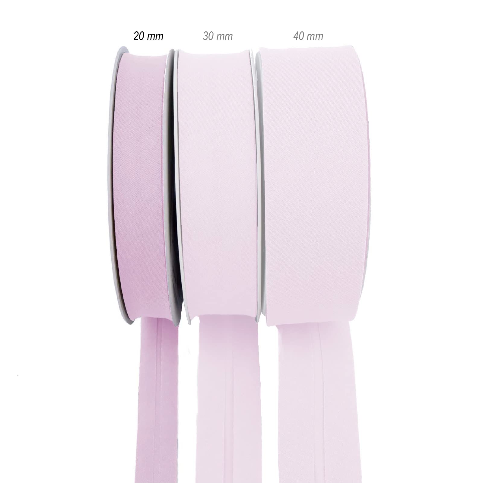 TEXTEX = Biais de 20mm de Large. 50% Coton et 50% Polyester. Pack de 3 Pièces de 10m Chacune - (Rose- Lilas- Violet)