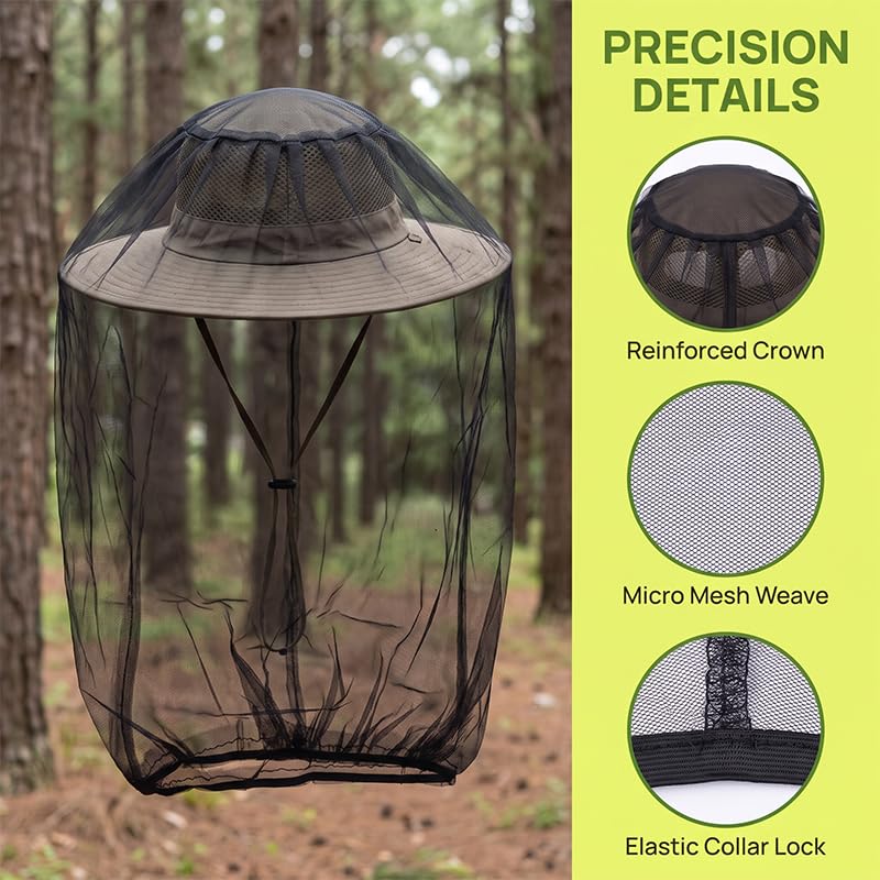 Mosquito Head Net, Fine Mesh Bug Face Netting with Adjustable Elastic Band miniatura 3