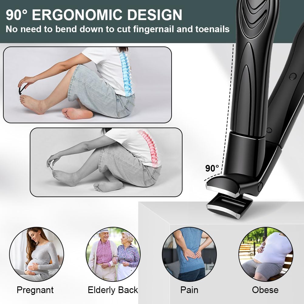 Beugo Nail Clippers for Thick Nails Toenail Clippers for Thick Toenails Angled Head Large Toe Nail Clipper Set Wide Jaw Opening Sharp Heavy Duty Fingernail Clipper Cutter for Men Women Seniors - Image 4