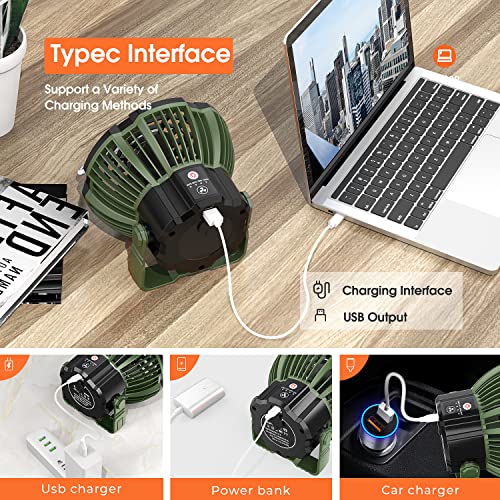 7800mAh Camping Fan with LED Lantern, Ceiling Tent Fan with Remote Control, Power Bank, Battery Operated USB Rechargeable Fan, 180°Head Rotation Outdoor Portable Fan for Fishing, Outdoor, Office - Image 6