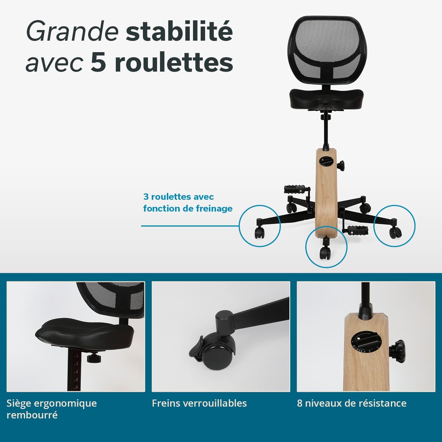 Skandika Mini-vélo Liten | Entraîneur bras jambes, mini vélo d'appartement | Console LCD, 8 niveaux, frein magnétique | max. 110 kg