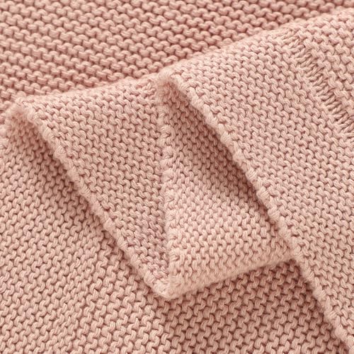 Image of Baby Blanket 30 x 40 Inch Soft Knit for Boys & Girls Cotton Nursery Swaddling Blankets Toddler Knitted Crochet Receiving Crib