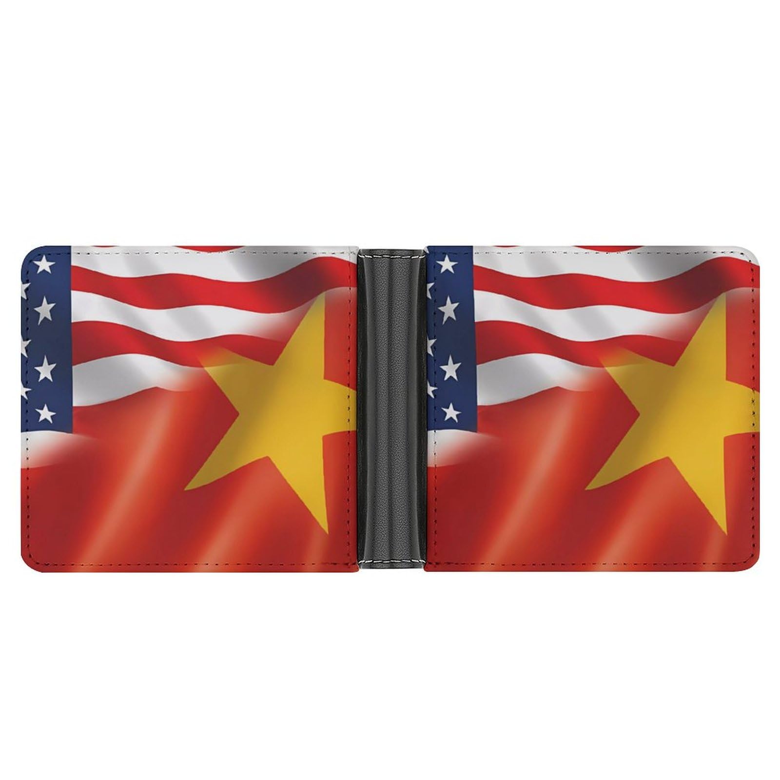 Half Tigray Region Flag and American Funny Billfold Wallet Credit Card Holder Slim Passcase Pouch Purse for Men Women
