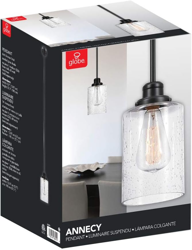 Annecy 57.1" Bronze and Seeded Glass Pendant Light