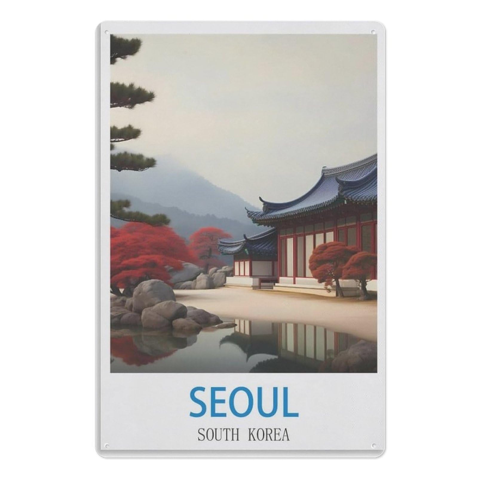 Tin Sign Vintage Retro Man Cave Bar Pub Shed Novelty Gift Aluminium Metal Tin Wall Décor Sign，Seoul South Korea15x30cm（6x12 inch）AA-549