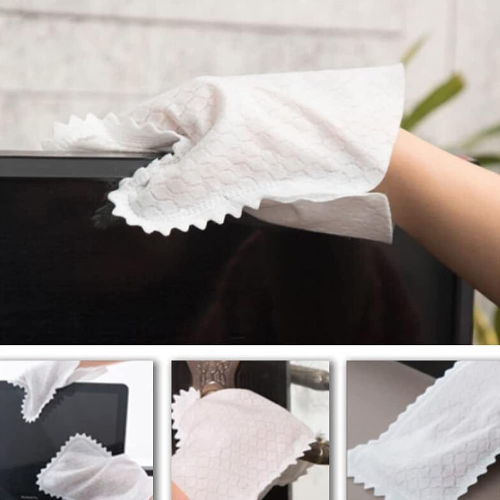 Guantes de Limpieza de Escamas de Pescado no Tejidos Reutilizables Lavables Electrostáticos para Eliminar el Polvo Paño de Limpieza de Microfibra para Ventanas, Vidrios,60pcs