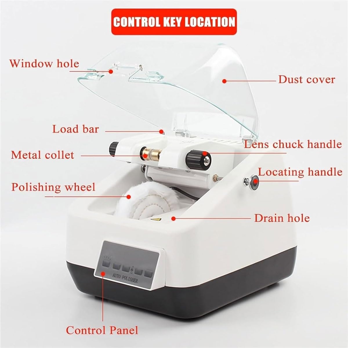 Edger de Lente óptica eléctrica, máquina de Recorte de Lentes de 140 W, máquina de Pulido de Lente con Panel de Control de microcomputador, 1~5 Minutos de Ajuste de Tiempo