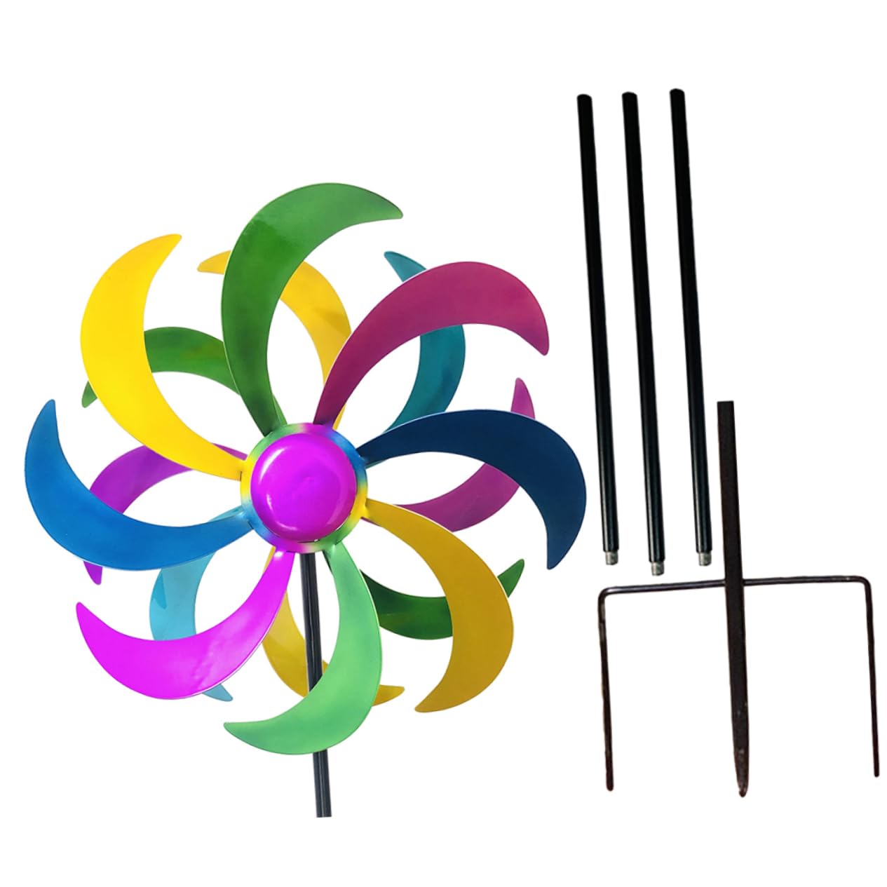 Sosoport Buntes Windmühlenspielzeug 1stück aus Eisen für Garten und Hof | Regenbogen Deko, Schöne Optik, Lebendige Farben, Festliche Stimmung, Outdoor Stake
