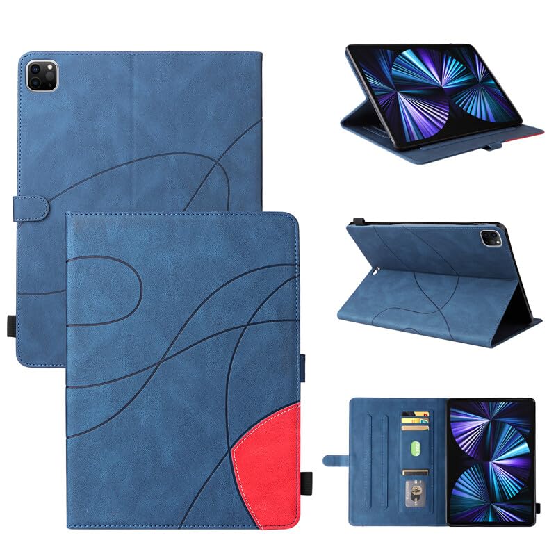 Coque iPad 7e génération bleue avec étui portefeuille en cuir magnétique