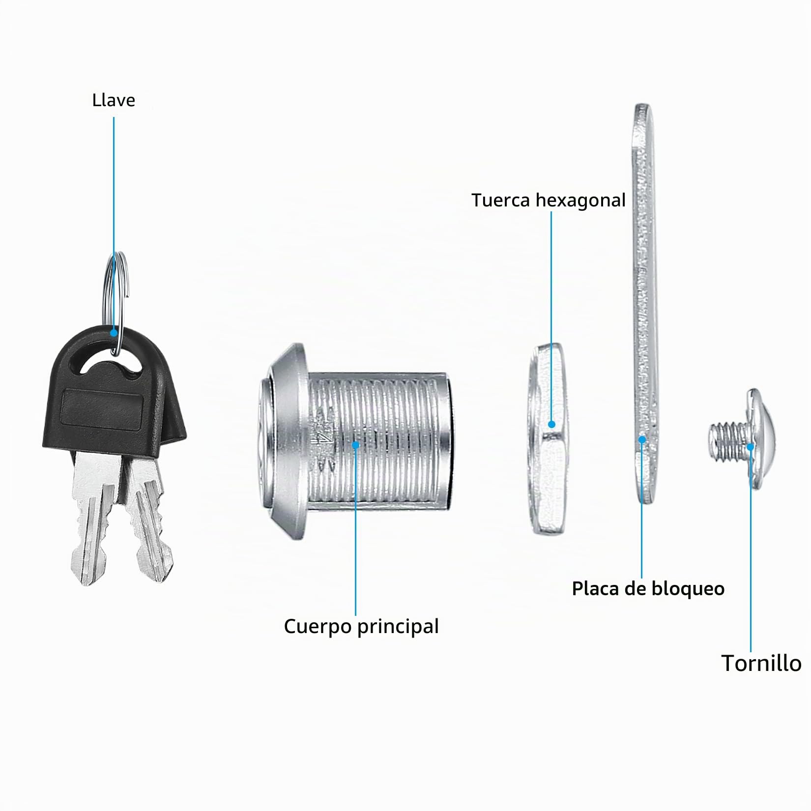 6 Piezas 16mm Cerradura de Seguridad para Buzón, Bloqueo de Leva, Seguridad Cerradura Leva con Llaves para Armario TaquillasGabinete Alacena Buzón Cajón, Cerradura de Lengüeta (6)