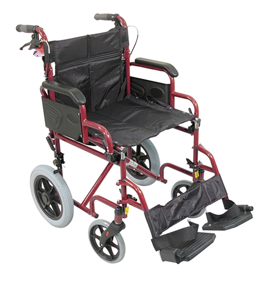 Aidapt Steel Wheelchair - Attendant Propelled - Red