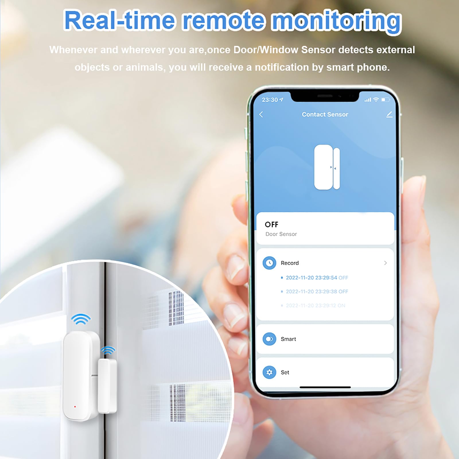 10xWiFi Smart Türsensor, Tür-Fenstersensor – für Tuya drahtloser Türfenster Sensor Alarm App Push Benachrichtigungen, kabelloser Fensterkontakt-Sensor für Heimsicherheit und Smart-Home-Automatisierung