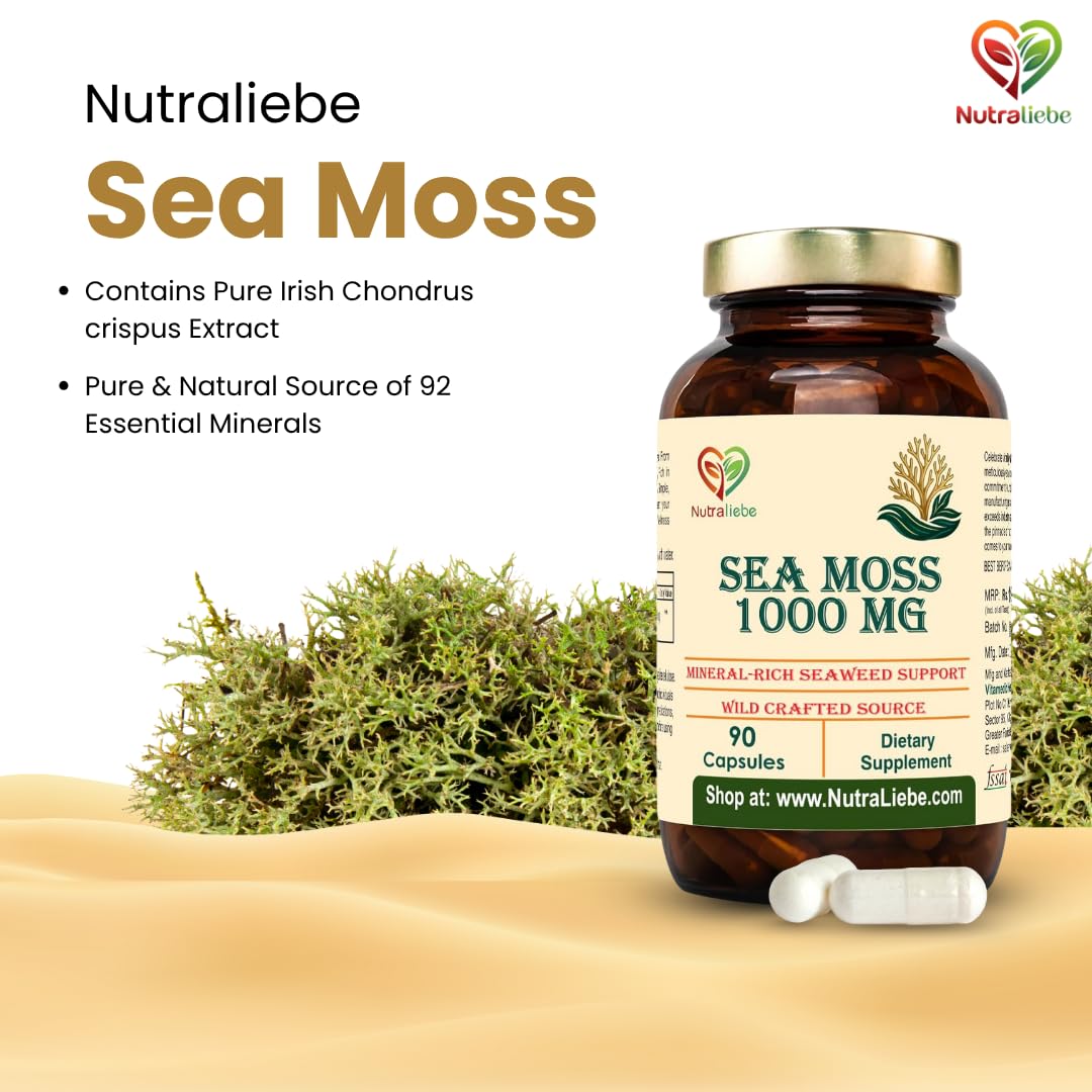 Sea Moss 1000 mg – Pure Irish Chondrus crispus Extract | Natural Source of 92 Essential Minerals | Supports Thyroid, Immunity, Digestion, Skin & Energy | 90 Vegetarian Capsules | Non-GMO & Gluten-Free — Amazon image 2