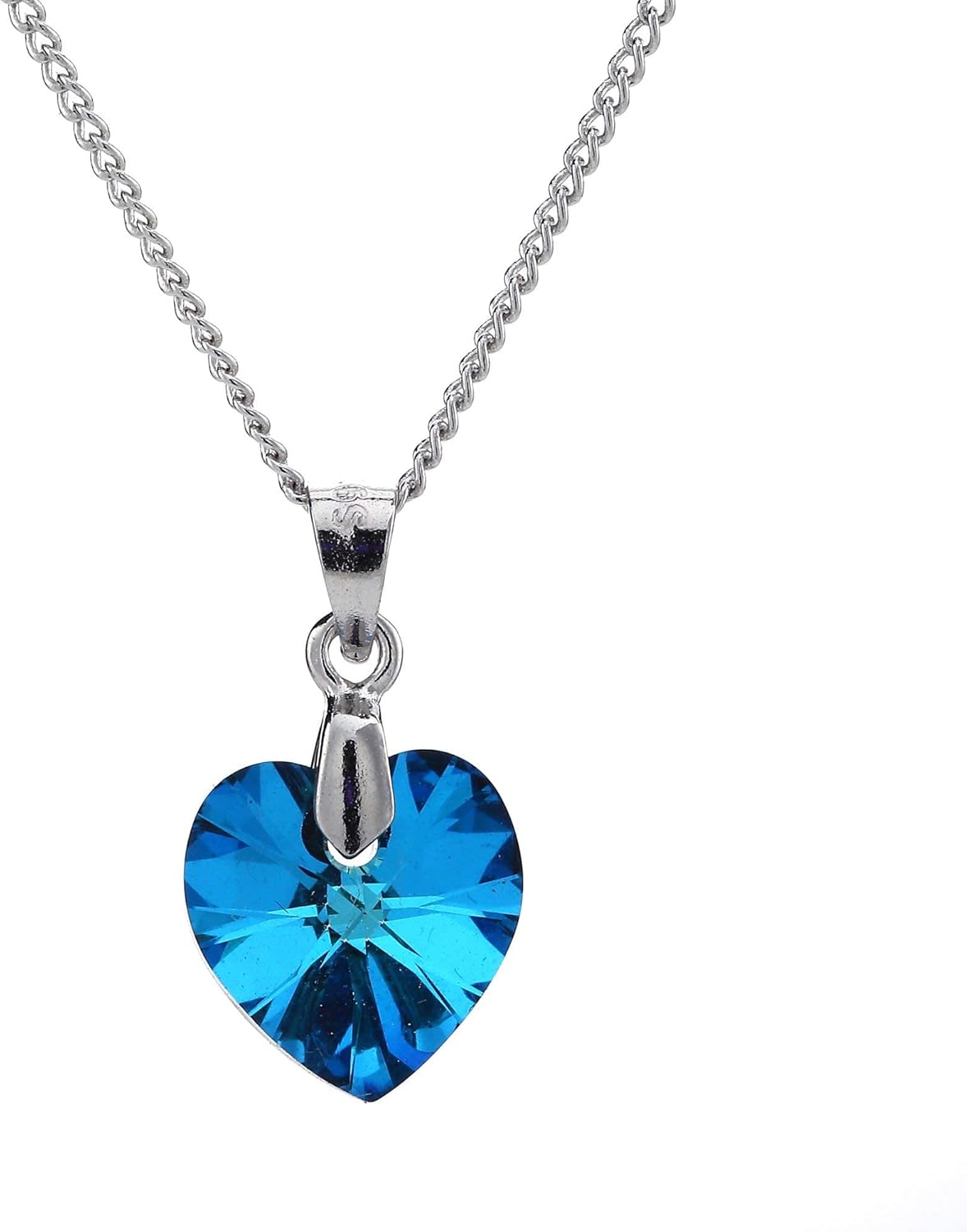 Kruckel Heart Pendant Necklace – Ocean Blue Austrian Crystal Pendant, Stunning Radiant & Sophisticated White Gold Plated, Jewelry for Women, Lightweight Easy – Wear Fashion Design Accesory