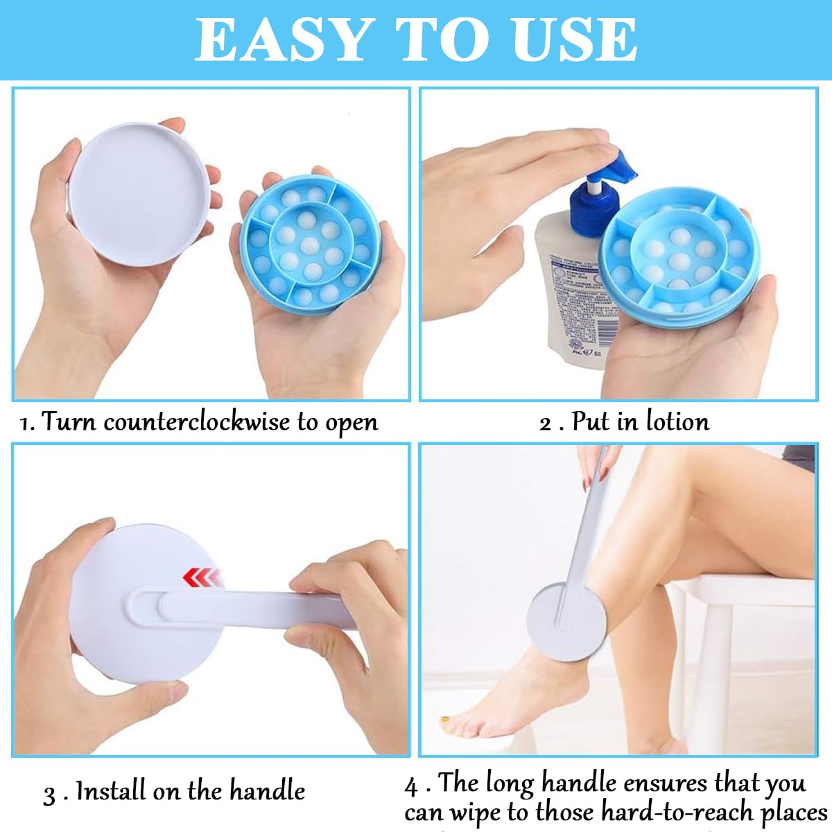 MAYCREATE® Body Lotion Applicator, Handheld Self Moisturizer Cream Lotion Applicator, Body Leg Bath Lotion Applicator For Back Brush Massager Massaging Tool for Woman Men MAYCREATE® Body Lotion Applicator, Handheld Self Moisturizer Cream Lotion Applicator, Body Leg Bath Lotion Applicator For Back Brush Massager Massaging Tool for Woman Men