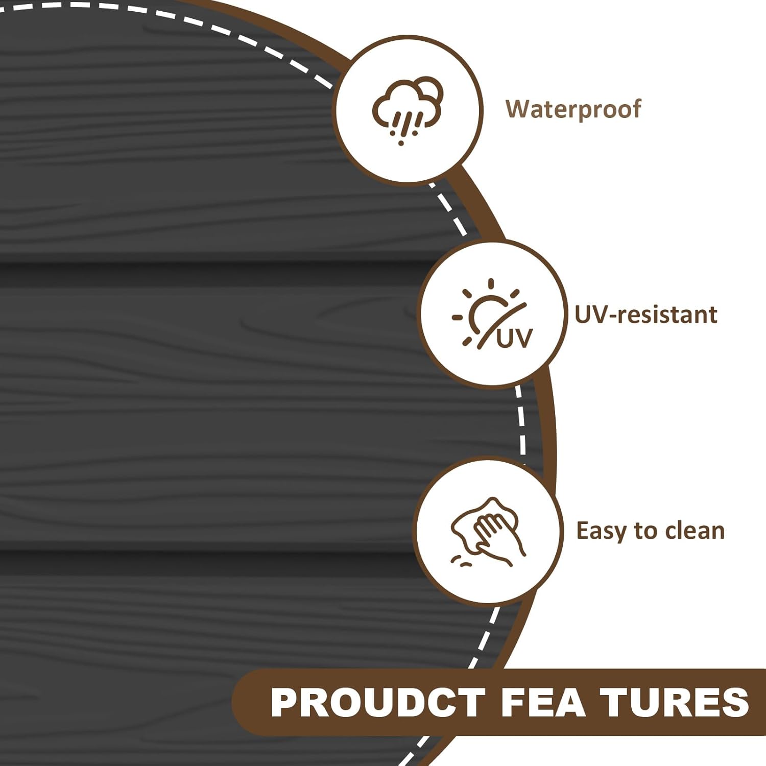 EasyUp 80 Gallon Wood Grain Style Outdoor Storage Bench, Waterproof and Lockable Deck Box Outdoor Storage Furniture for Patio,Garden,and Porch – Perfect for Storing Garden Tools and Cushions(Black)