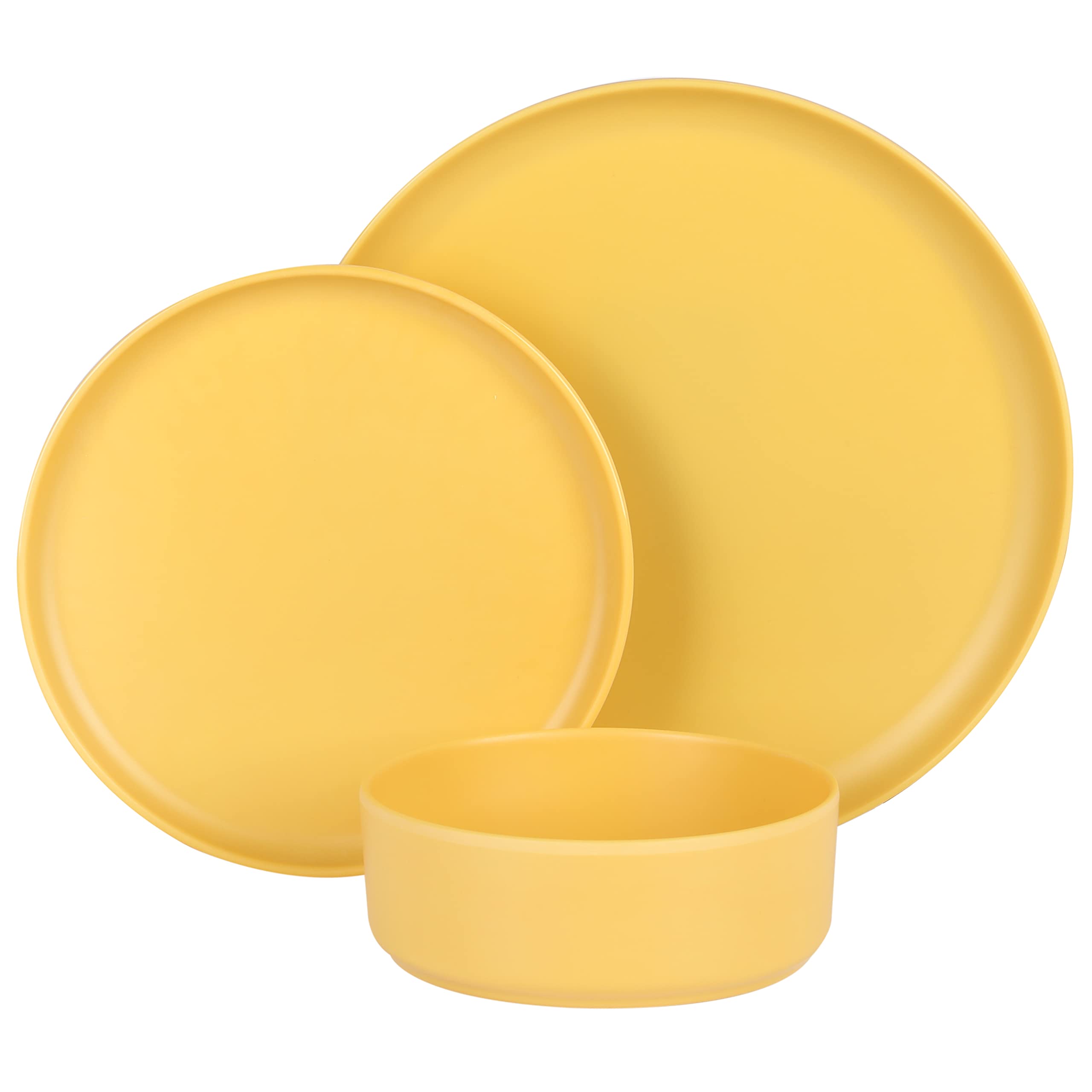 Gibson Home Canyon Crest 12 Piece Stackable Matte Melamine Set - Yellow Gold, Service for Four (12pcs)