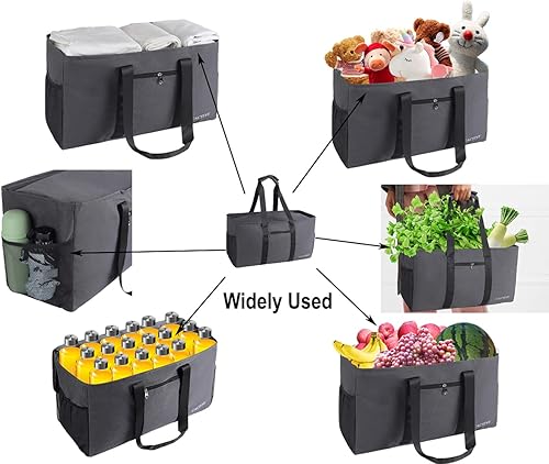 Miniatura 4 de Bolsa de compras reutilizable para comestibles Bolsas móviles de tela Oxford para ahorrar espacio almacenamiento móvil para playa, piscina,