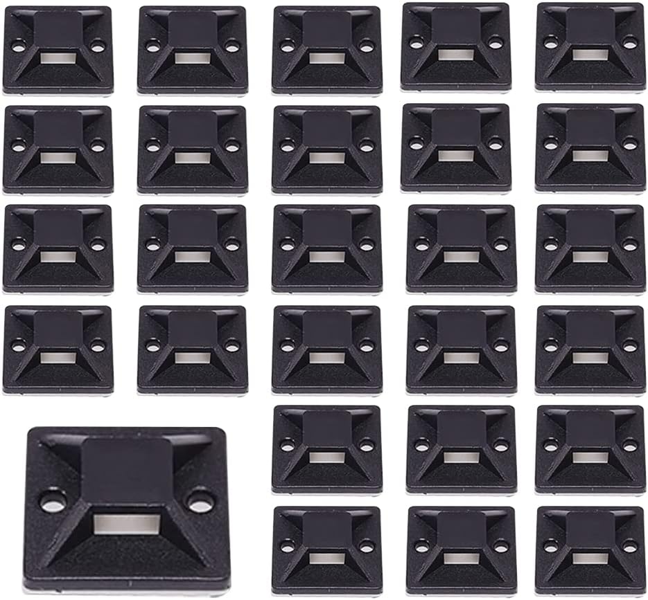 100 Pcs Cable Ties Adhesive Mounts Easy to Remove Cable Tie