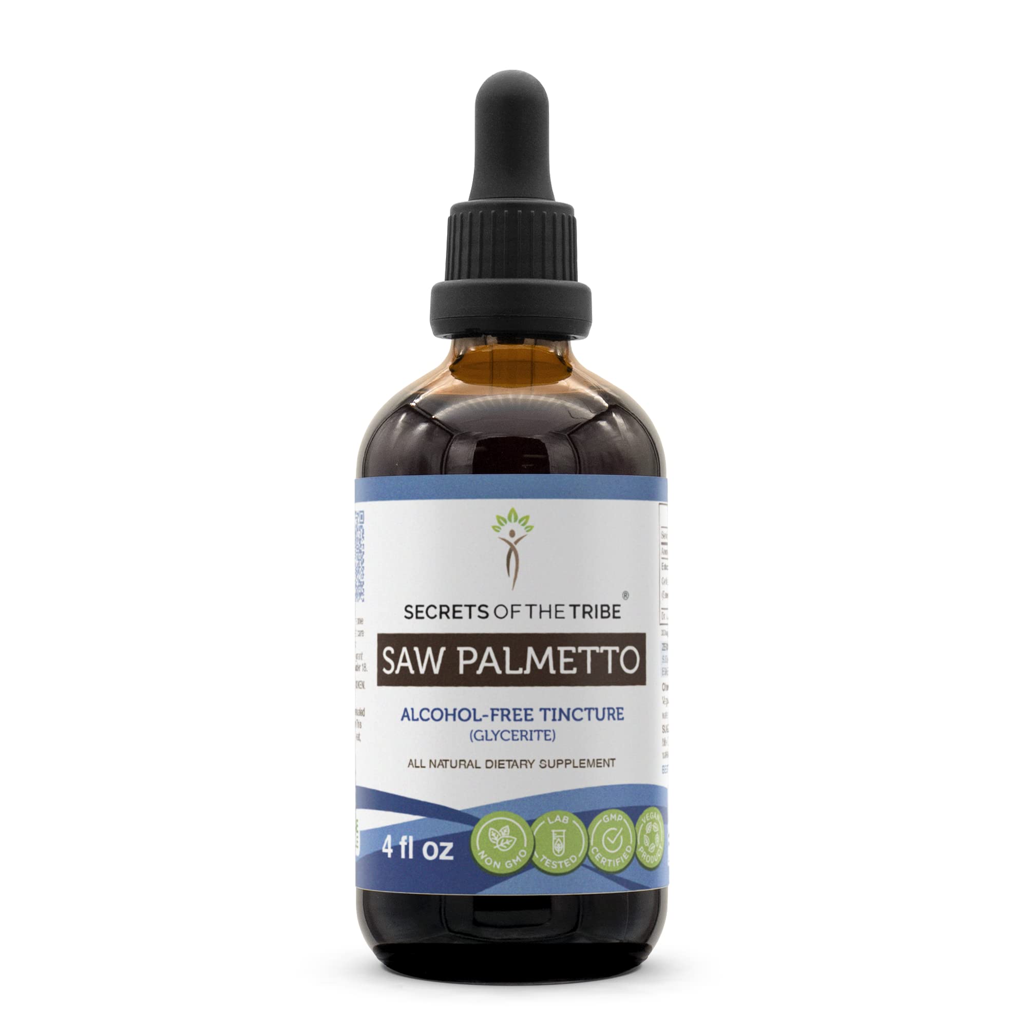 Secrets of the Tribe Tintura de Saw Palmetto (Serenoa repens) em extrato líquido sem álcool, 120 mL
