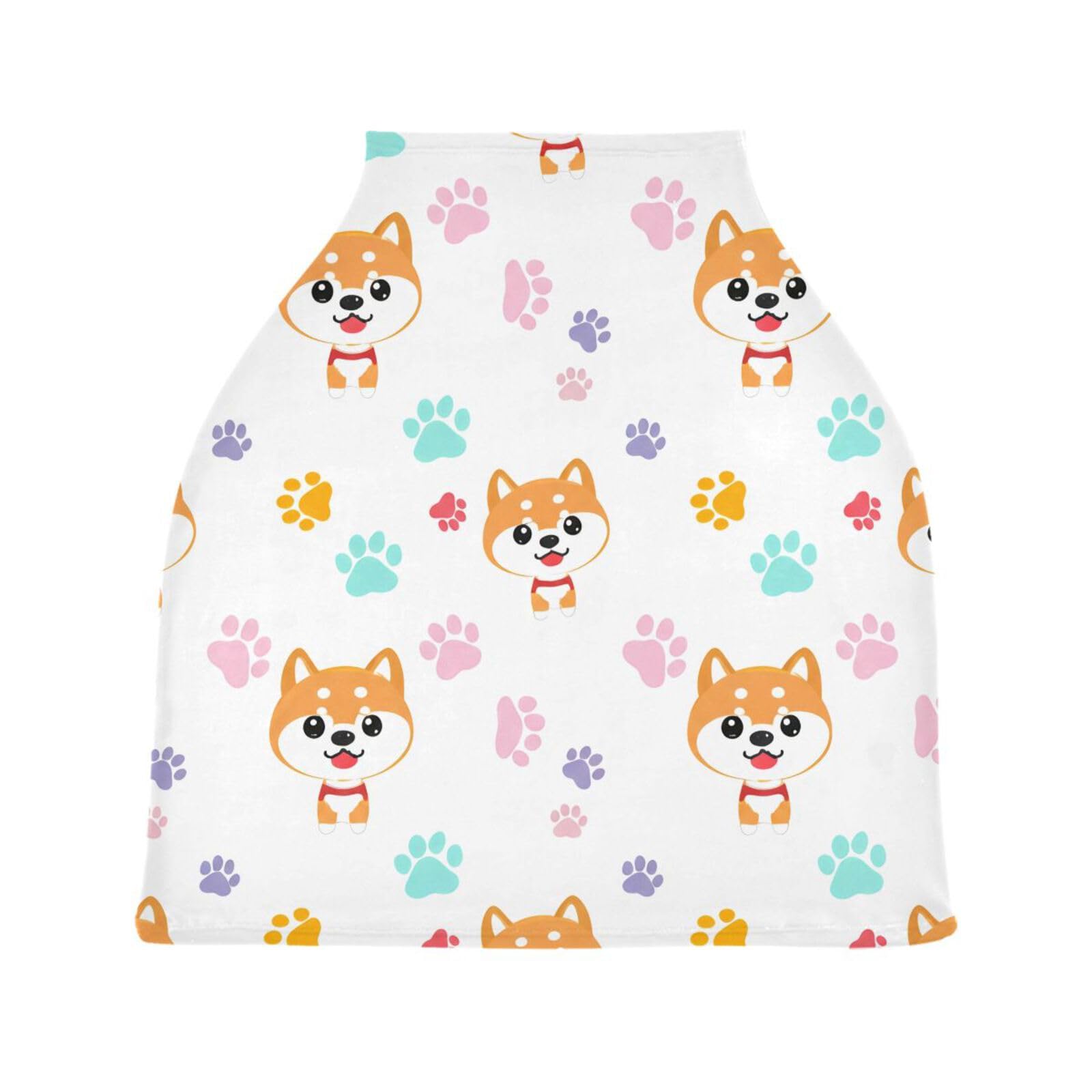 Nesatuwa Baby Car Seat Cover Cute Cartoon Shiba Inu Dogs Breastfeeding Covers Stretchy Breathable Multi-Use Cover Carseat Canopy for Girls and Boys
