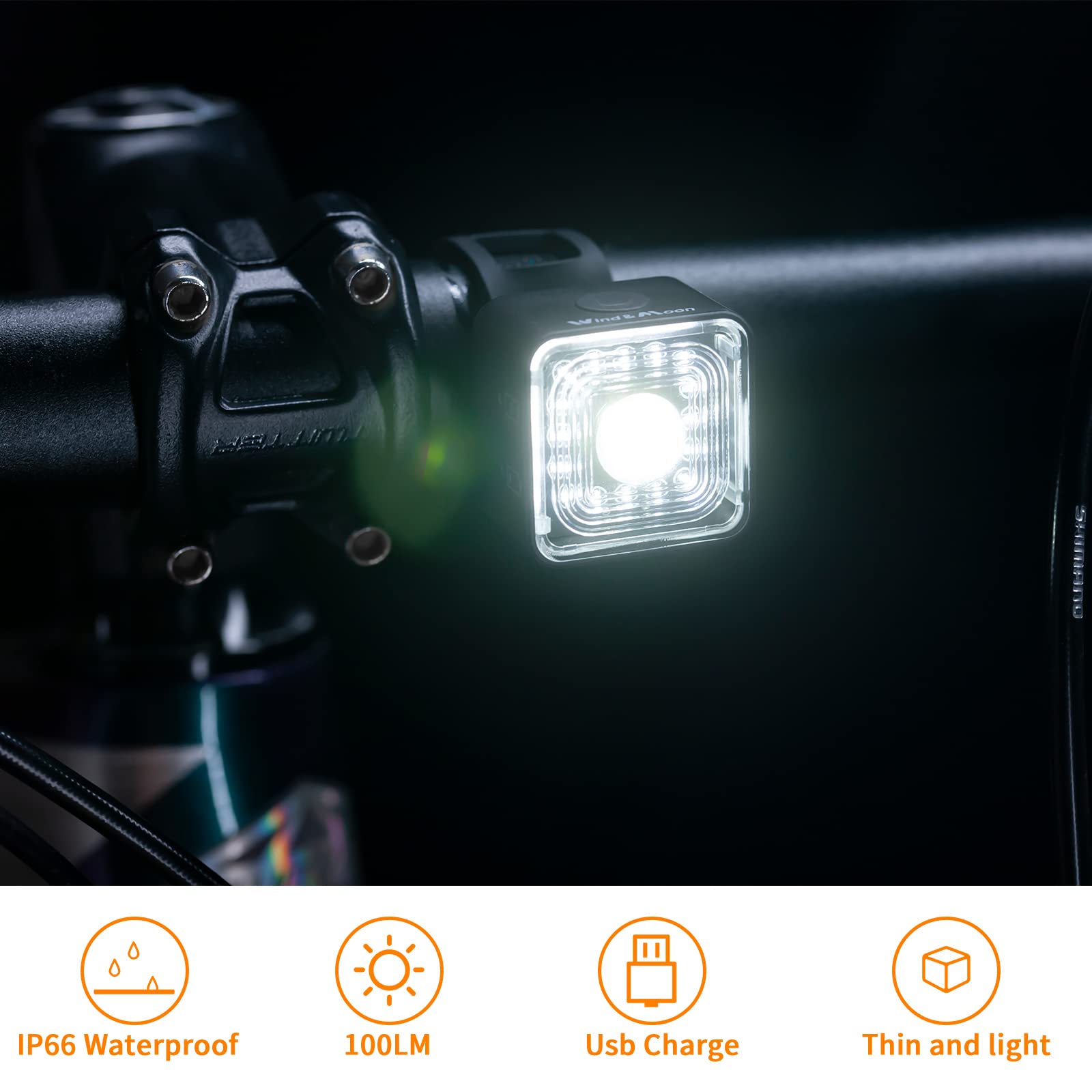 Luce Anteriore Bici da Corsa, Faro Ricaricabile USB, 5 Modalità di Illuminazione, IP66 Impermeabile/100LM Faro/2000 m di Distanza di Avvertimento