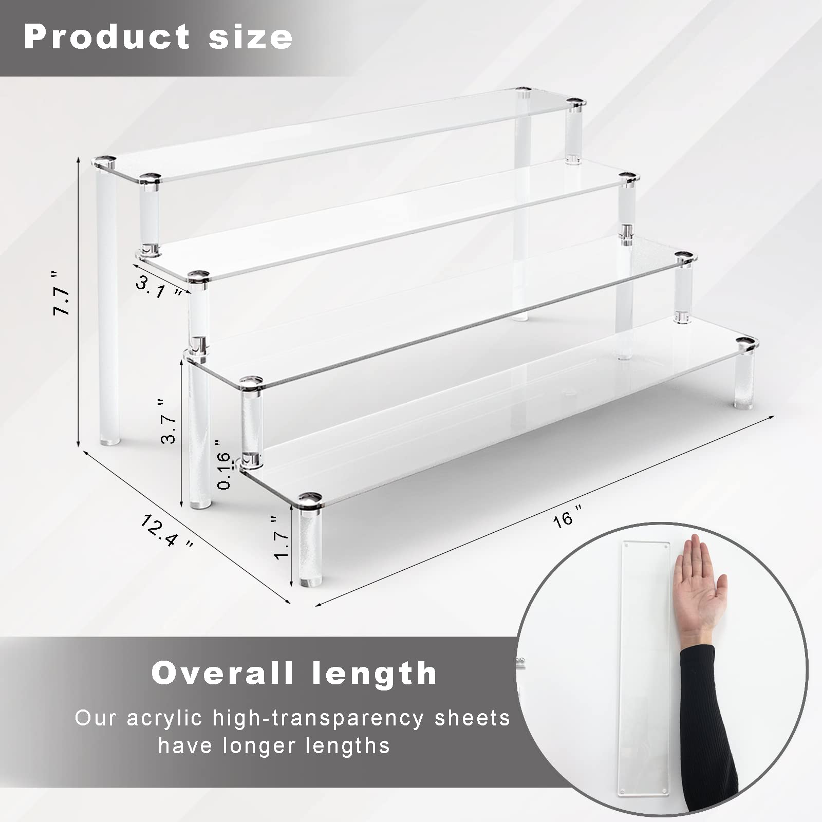 Clear Acrylic Display Stand, 3 Tier Clear Stair Shelf, Collection - View #2