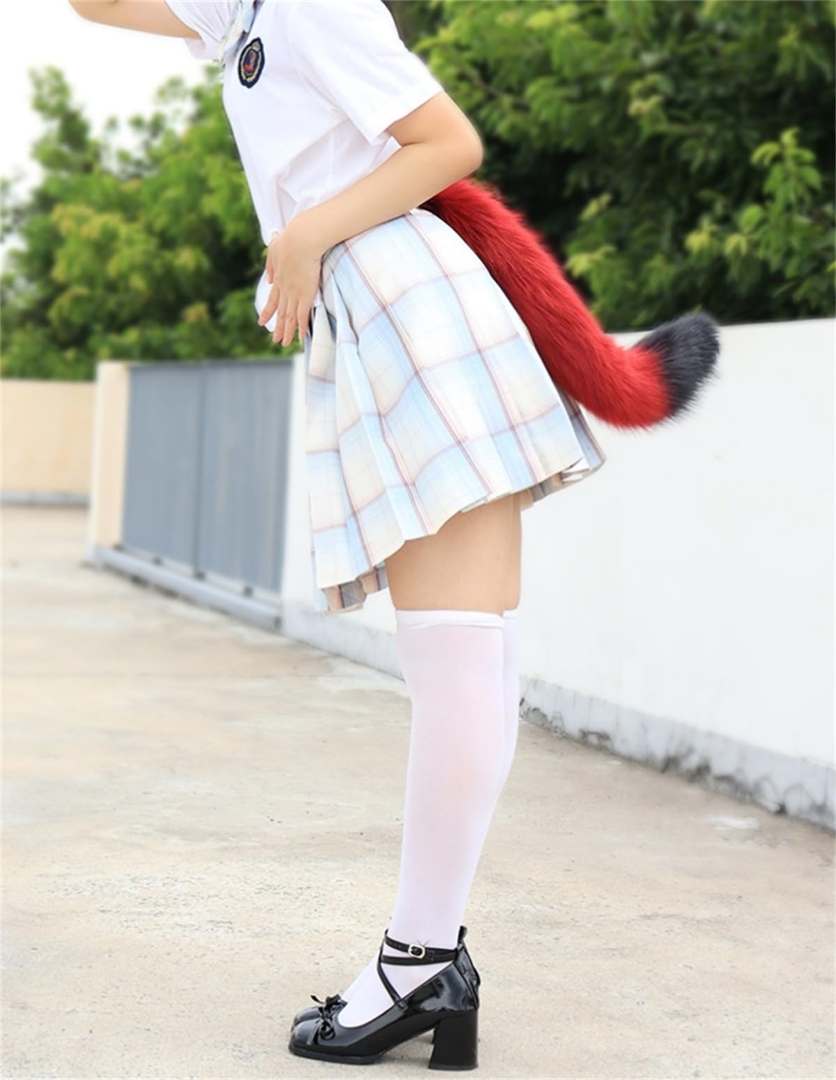 Fox Tail Dark Brown 55cm (21.65in) Soft Fluffy Wolf Cat Long Plush Tail, Halloween Animal Role Play Costume