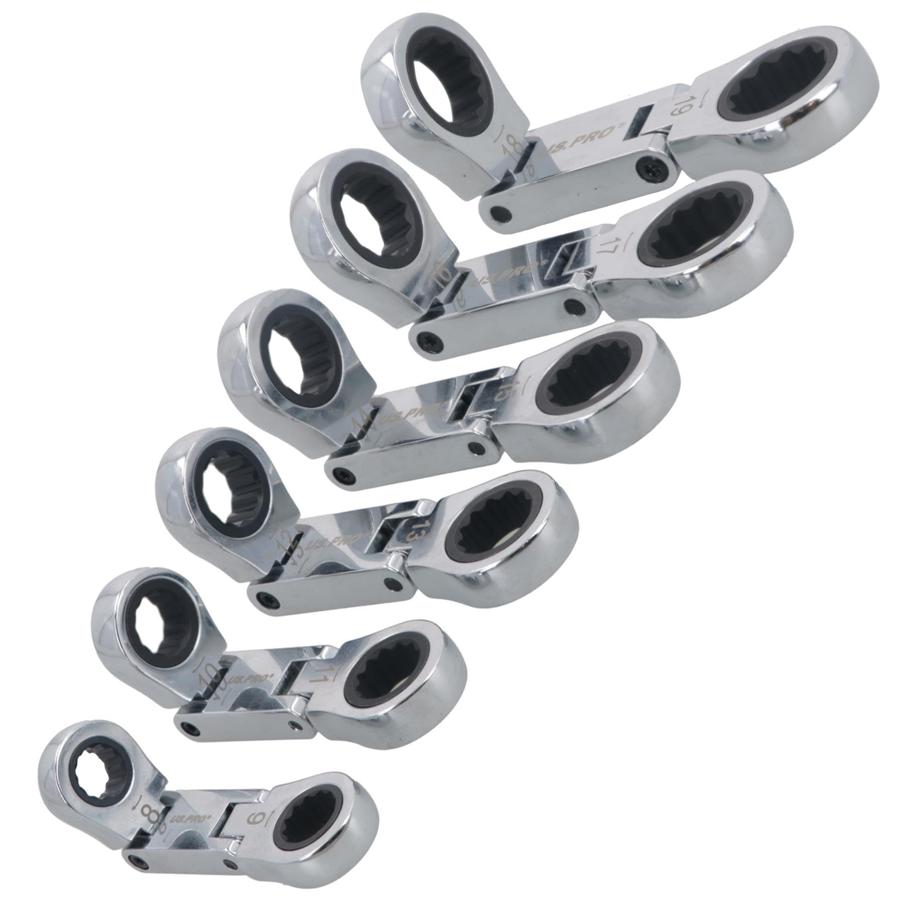 AB Tools Zestaw kluczy metrycznych z podwójną głowicą Flexi 8 - 19 mm 6 szt. 72 zęby