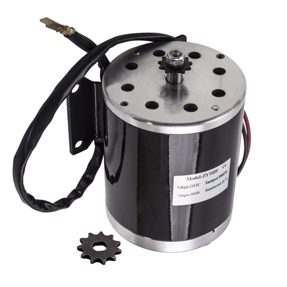 maXpeedingrods 500W 24V DC Brush Electric Motor ZY1020 with Bracket 2500RPM for DIY Scooter E Bike G