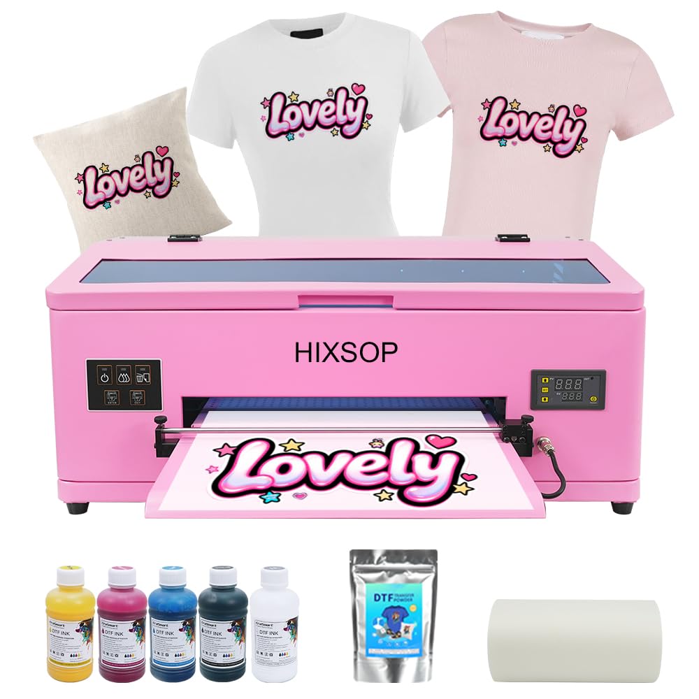 DTF Printer A3 F R1390 with Roll Feeder, Direct to Film Transfer Printing Machine with White Ink Circulation System and Semi-Automatic Cleaning for DIY T Shirt (Printer+Film+Software)