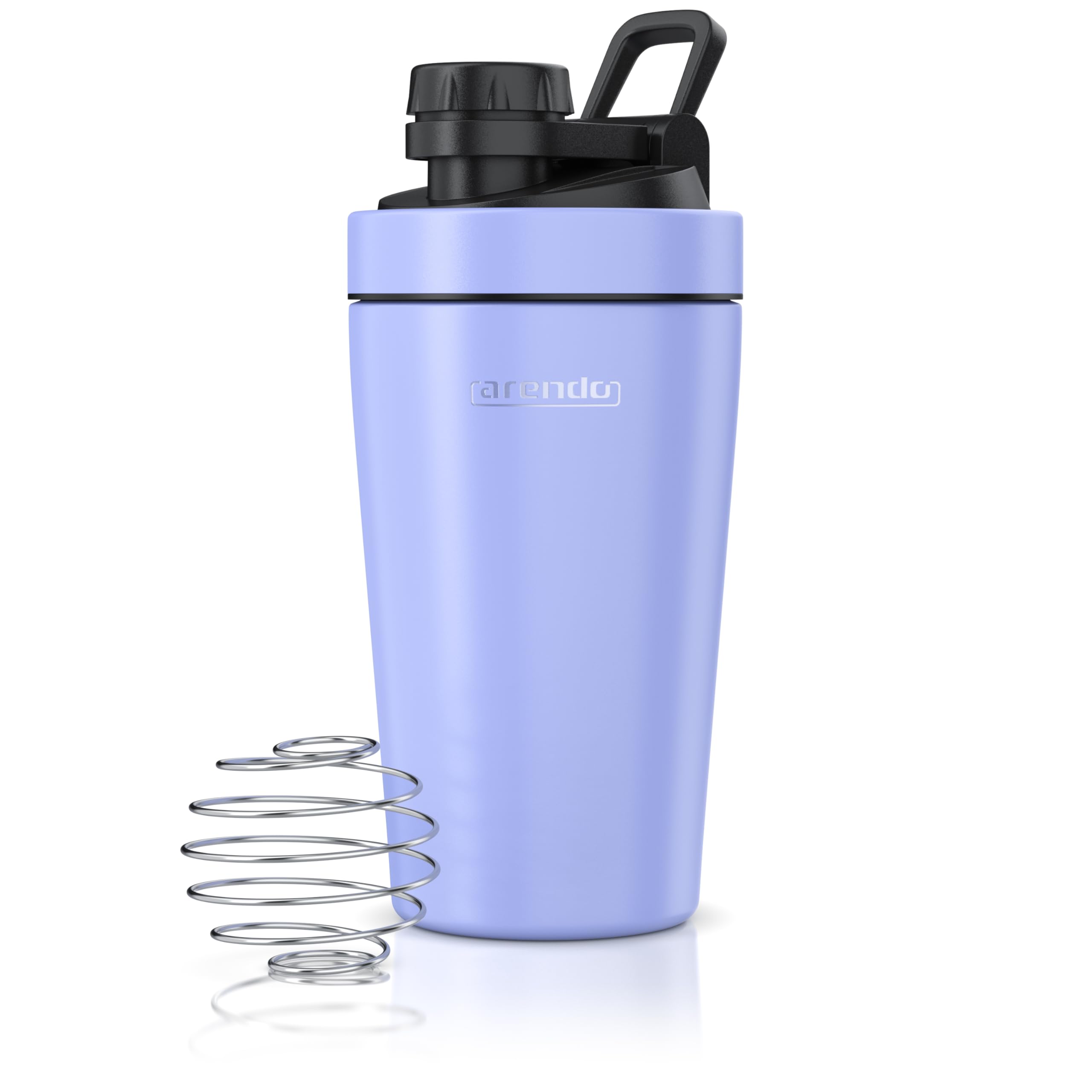 Arendo - Edelstahl Trinkflasche mit Mix kugel, 500ml, Edelstahl Mix Ball, Spülmaschinen geeignet, Edelstahl Eiweiß Shaker Protein Shaker, Proteinshaker für Freizeit Sport Fitness