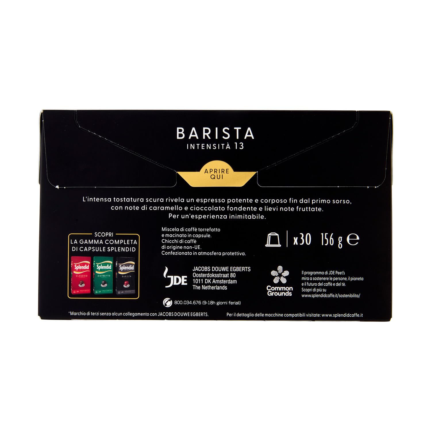 Splendid - Capsule Caffè Espresso Barista - 150 Capsule in Alluminio - 5 Confezioni da 30 - Intensità 13 - Compatibili con Macchine Nespresso®* original