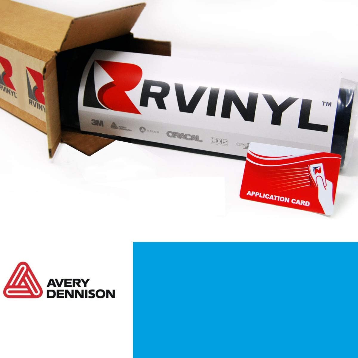 RVINYL Avery Dennison SW900 633-O Satin Light Blue Supreme Wrapping Film Vinyl Vehicle Car Wrap Sheet Roll - (12in x 60in w/Application Card)