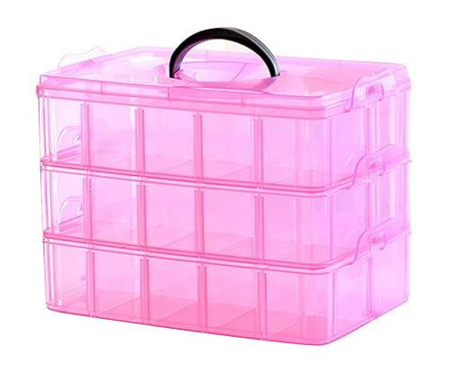 niceEshop TM Contenedor portátil de maquillaje de uñas plástico de 3 capas Cajas de almacenaje de plástico Color al azar