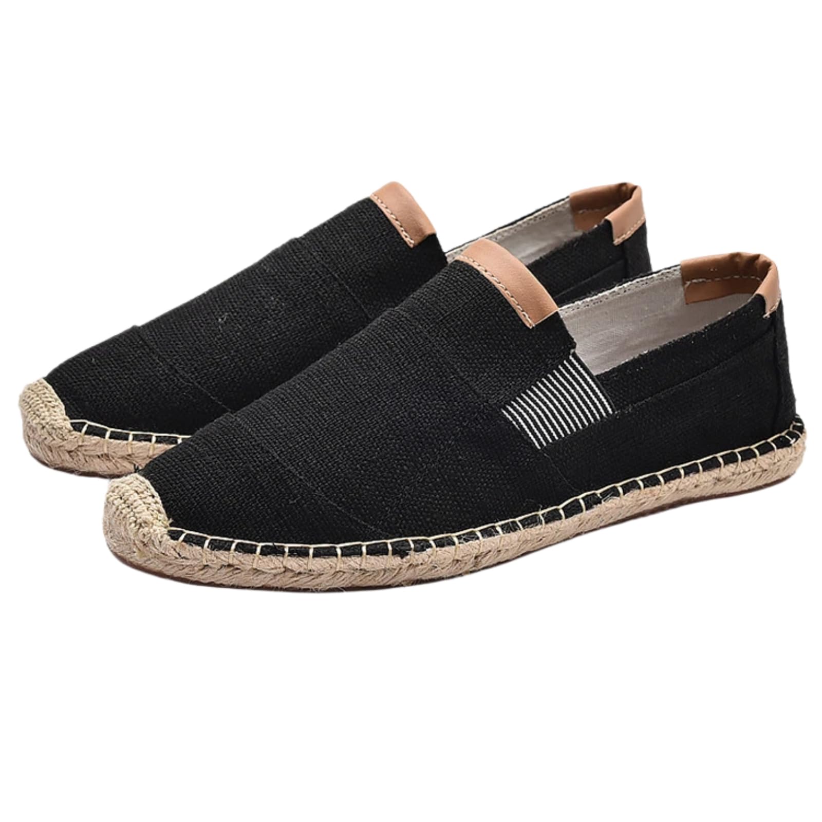 Scarpe Uomo Lino Tela Espadrille Pescatore Casual(Nero,42)